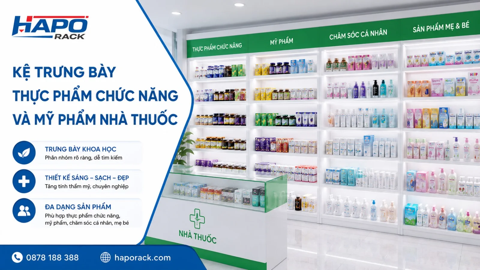 Thiết Kế Kệ Trưng Bày Nhà Thuốc Phù Hợp Tiêu Chí GPP