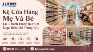 Top Mẫu Kệ Trưng Bày Cửa Hàng Mẹ Và Bé Tại P. Hạnh Thông TP. HCM Gọn Gàng, Tiện Dụng
