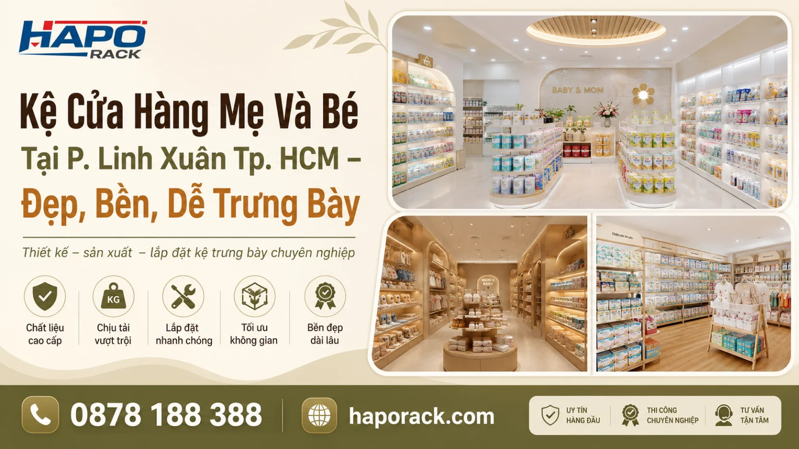 Top Mẫu Kệ Trưng Bày Cửa Hàng Mẹ Và Bé Tại P. Linh Xuân TP. HCM Gọn Đẹp, Tiện Dụng