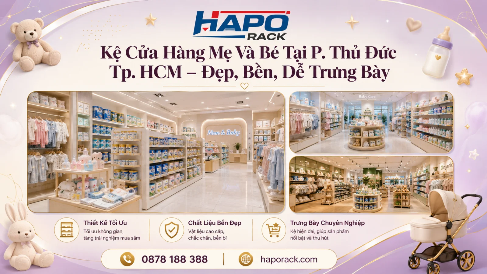 Top Mẫu Kệ Trưng Bày Cửa Hàng Mẹ Và Bé Tại P. Thủ Đức TP. HCM Gọn Đẹp, Tiện Dụng