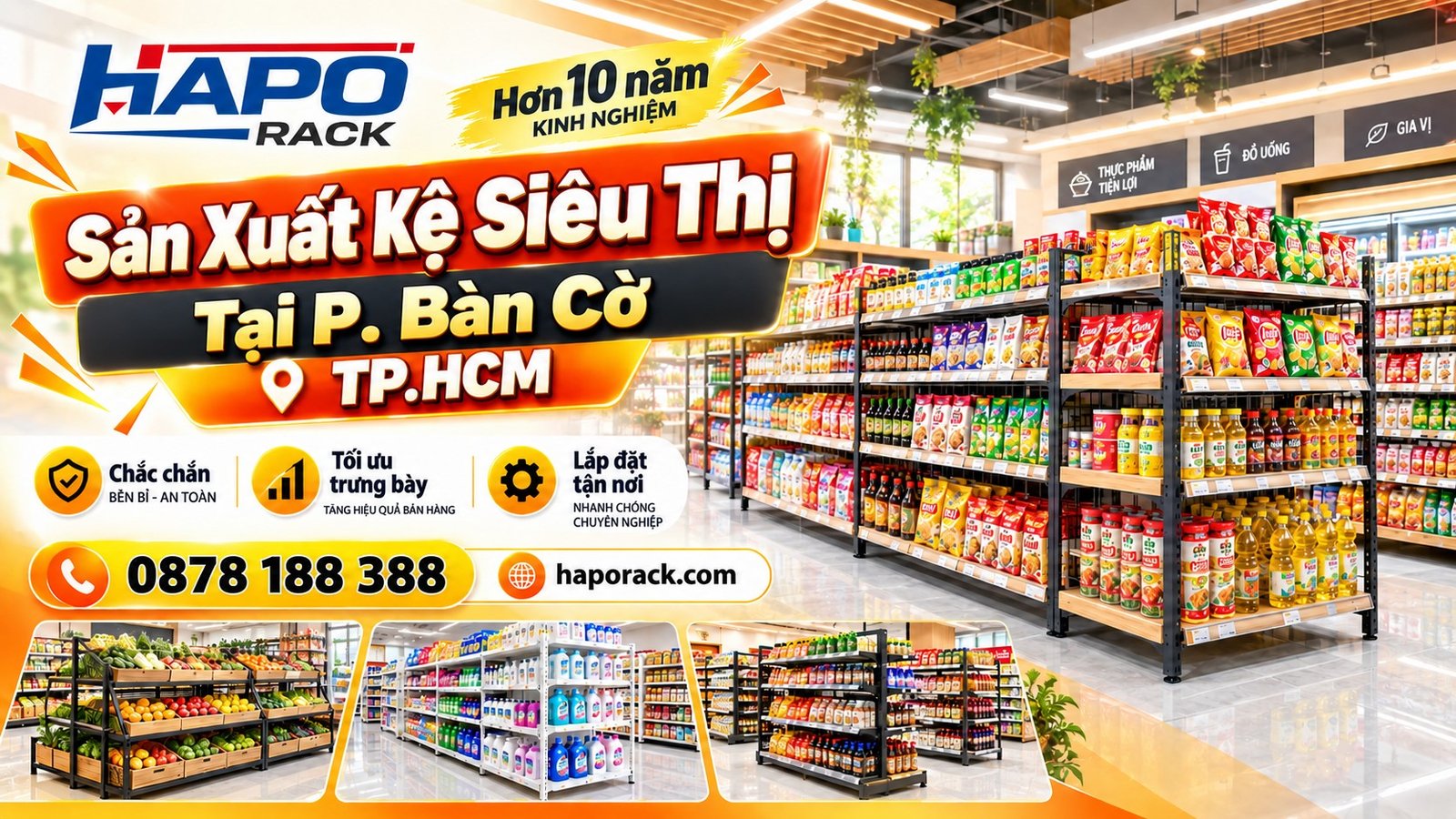 Sản Xuất Kệ Siêu Thị Tại Phường Bàn Cờ TP.HCM Cho Cửa Hàng Bán Lẻ
