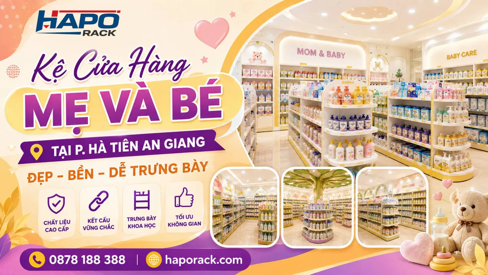 ản Xuất Kệ Shop Mẹ Và Bé Tại P. Hà Tiên An Giang Bền Đẹp