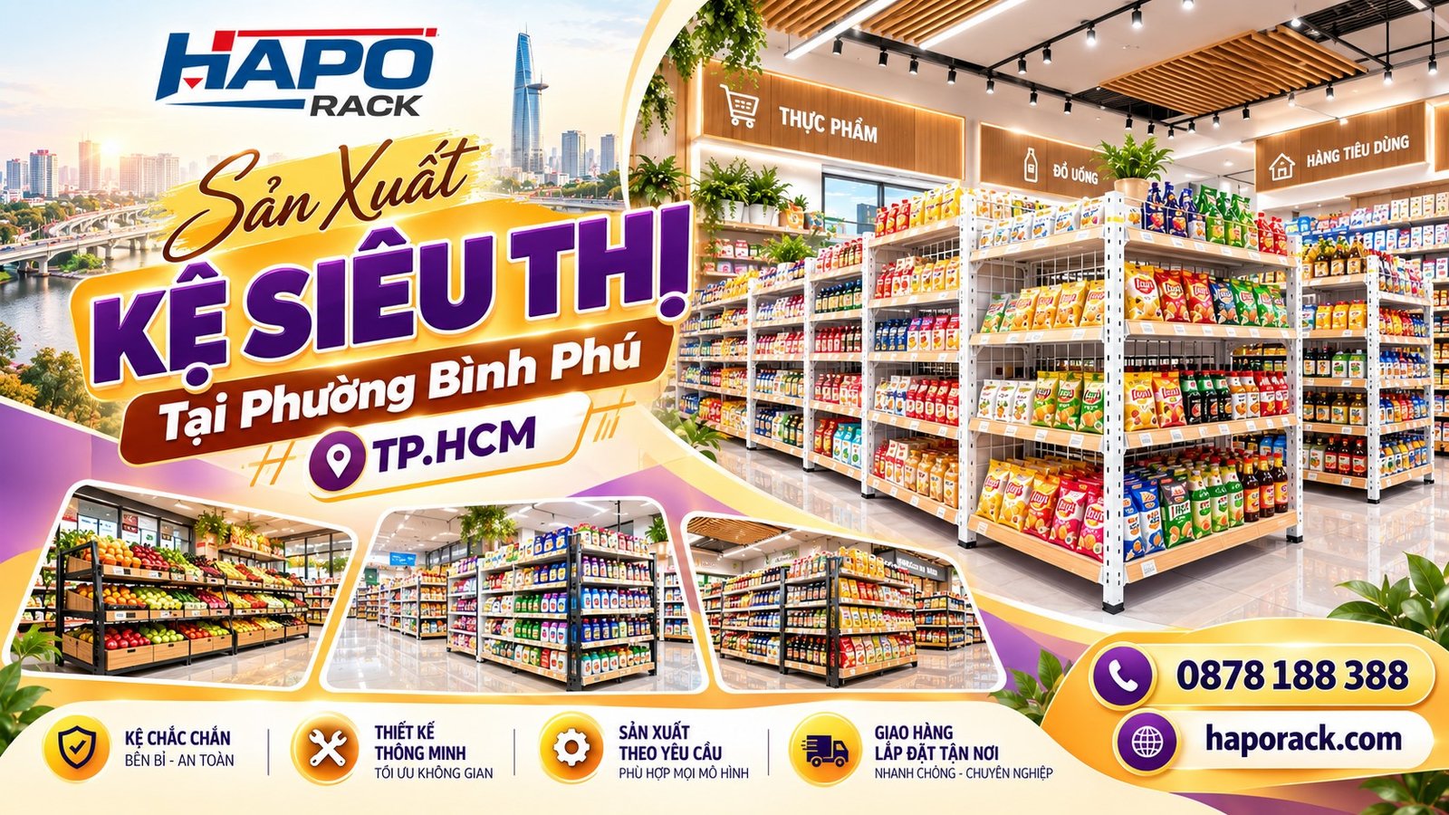 Sản Xuất Kệ Siêu Thị Giá Tốt Tại Phường Bình Phú TP.HCM
