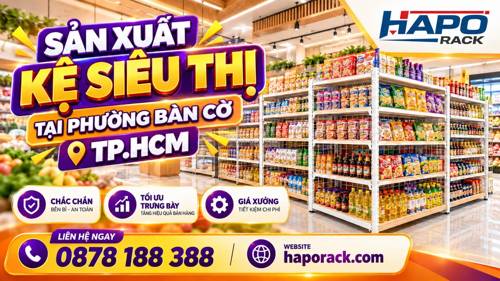 Địa Chỉ Sản Xuất Kệ Siêu Thị Tại Phường Bàn Cờ TP.HCM Chất Lượng