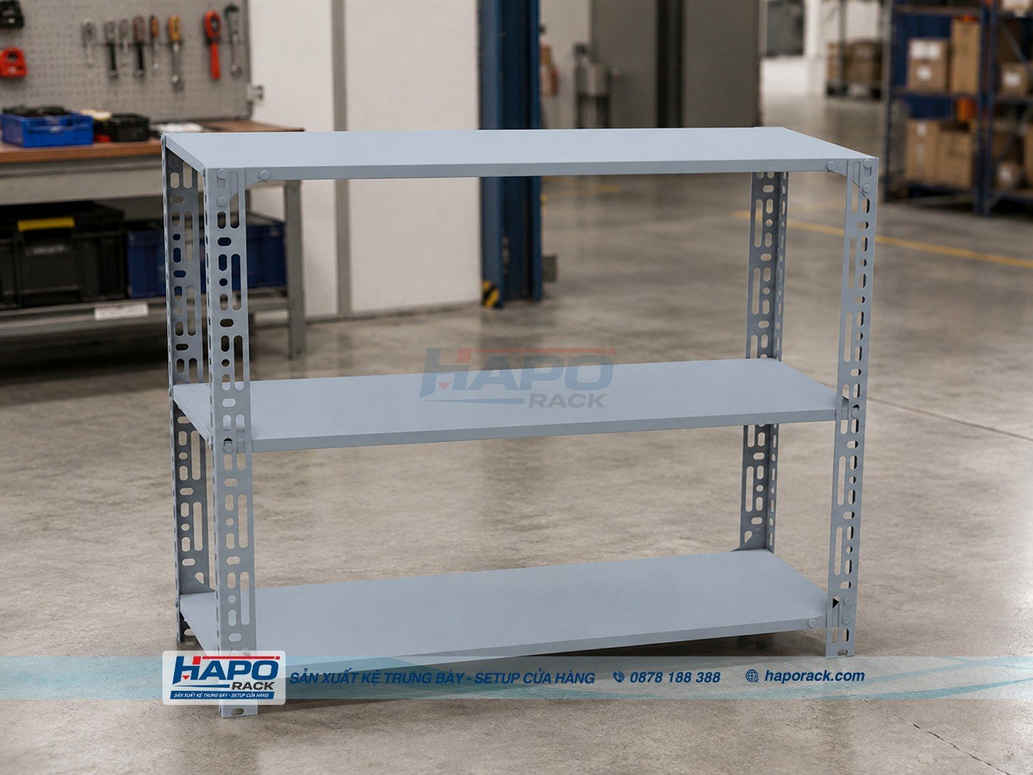 Kệ Sắt V Lỗ 3 Tầng – Gọn Chắc, Dễ Lắp Ráp, Giá Tốt