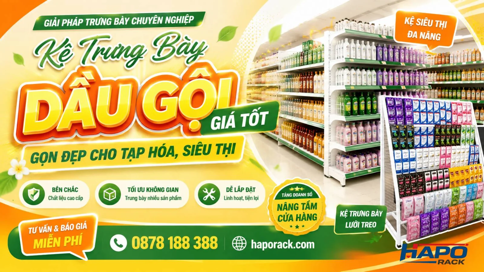 Giá Kệ Trưng Bày Dầu Gội Tốt – Bền Đẹp, Phù Hợp Nhiều Mặt Bằng