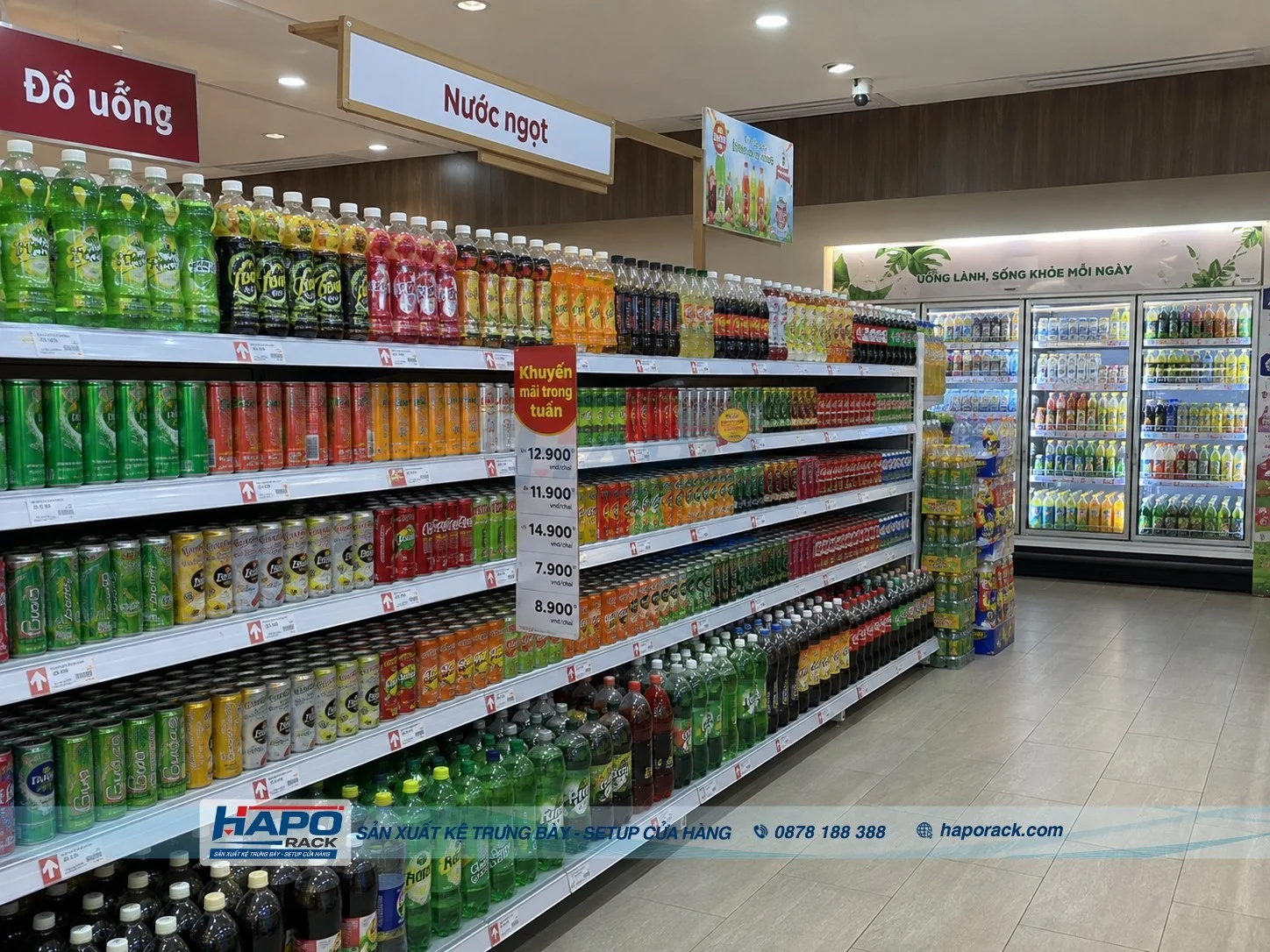 Giá Kệ Trưng Bày Nước Ngọt Siêu Thị – Mẫu Đẹp, Chịu Tải Tốt