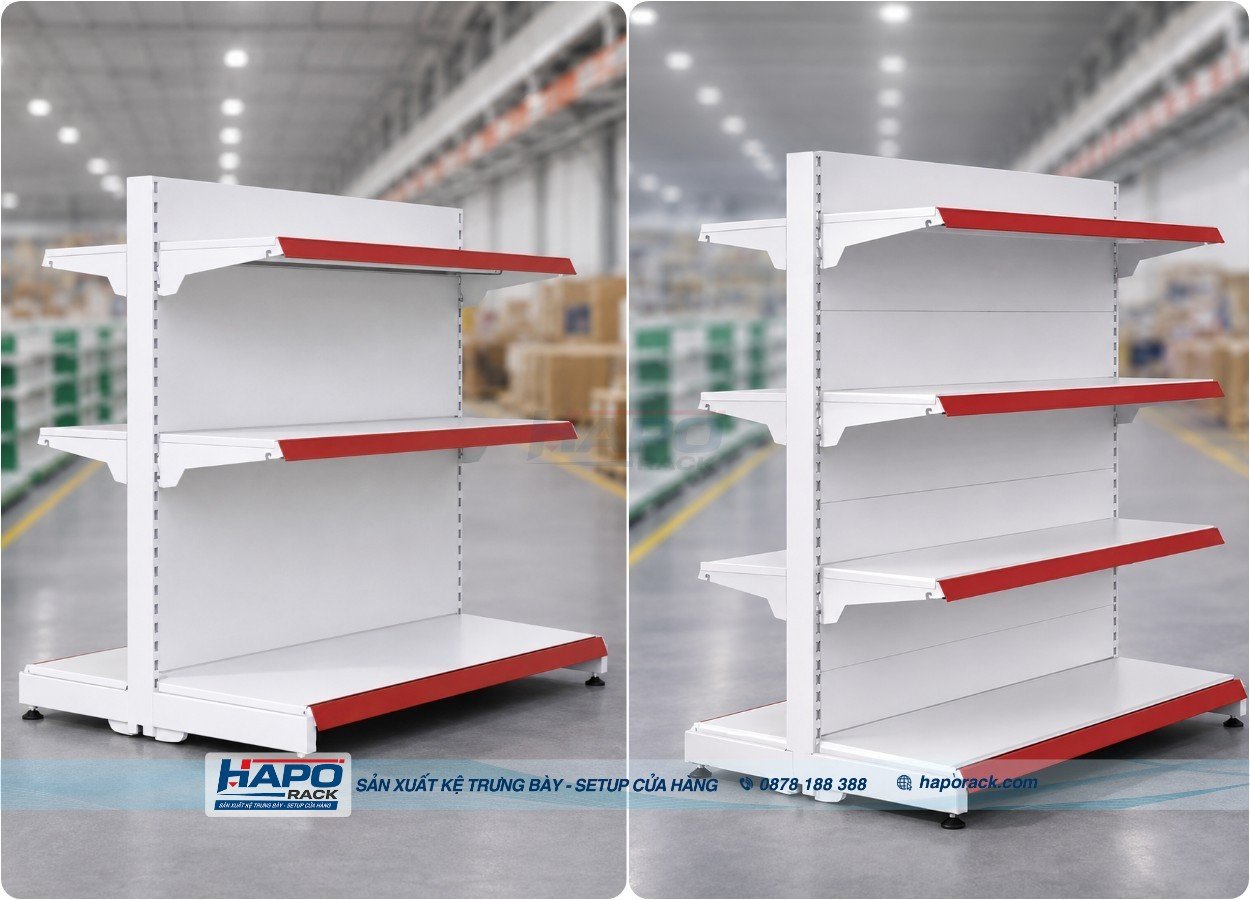 Kệ Trưng Bày 2 Mặt Giá Tốt – Mẫu Kệ Trung Tâm Cửa Hàng Được Ưa Chuộng