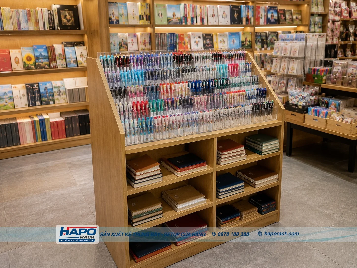 Kệ Bút Văn Phòng Phẩm Cho Nhà Sách – Thiết Kế Đẹp, Tiện Trưng Bày