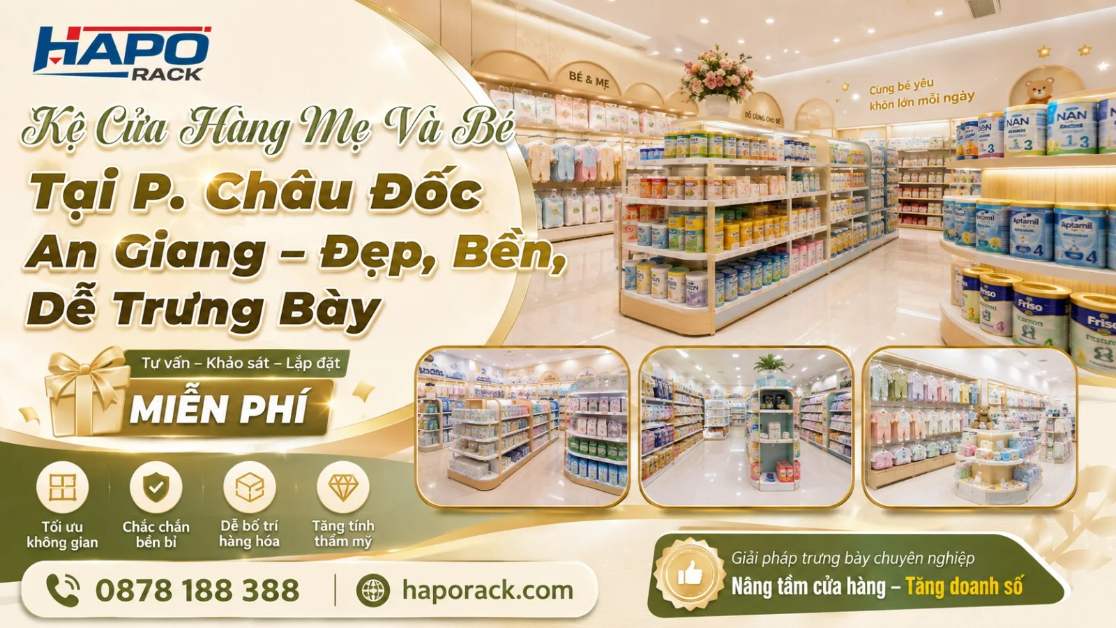 Kệ Cửa Hàng Mẹ Và Bé P. Châu Đốc An Giang – Tối Ưu Không Gian, Dễ Bố Trí Hàng Hóa