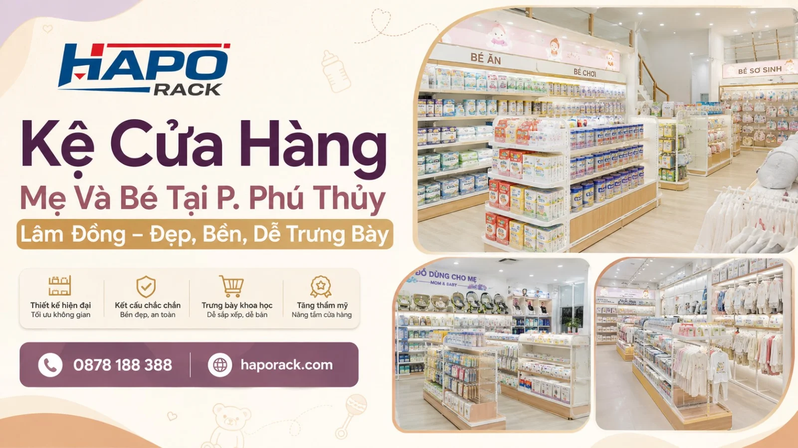 Kệ Cửa Hàng Mẹ Và Bé P. Phú Thủy Lâm Đồng – Tối Ưu Diện Tích, Bố Trí Khoa Học