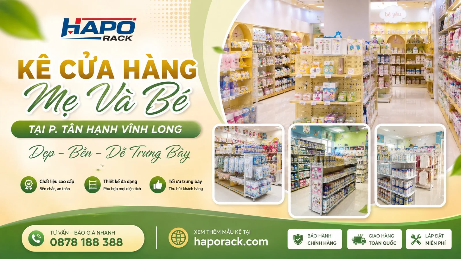 Kệ Cửa Hàng Mẹ Và Bé P. Tân Hạnh Vĩnh Long – Đẹp, Chắc Chắn, Tối Ưu Trưng Bày