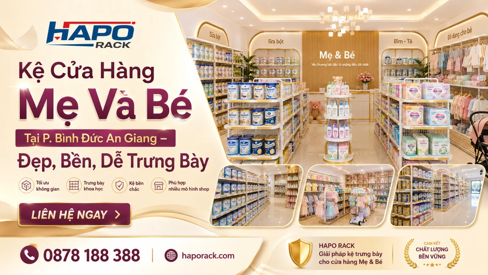 Kệ Cửa Hàng Mẹ Và Bé Tại P. Bình Đức An Giang – Thi Công Chắc Chắn, Tối Ưu Không Gian