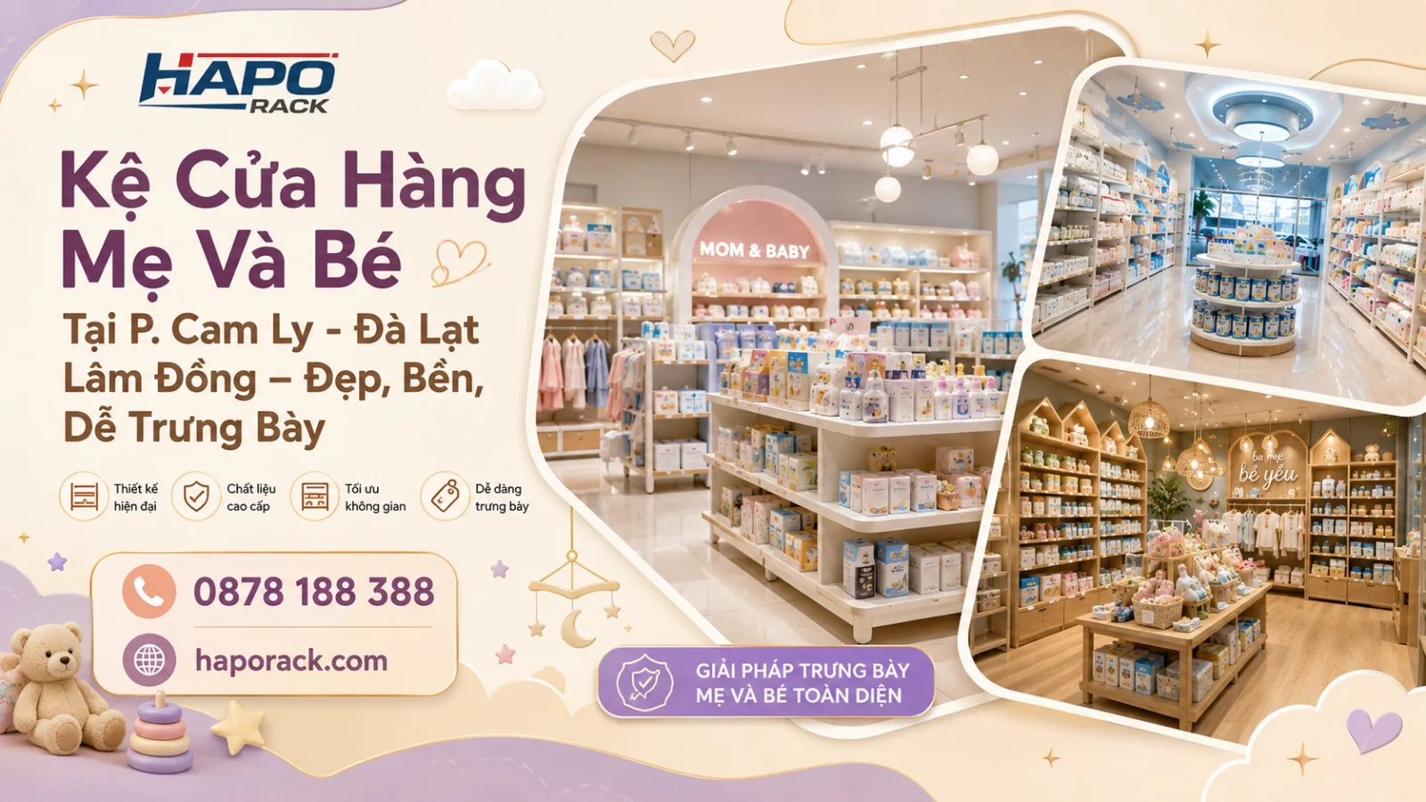 Kệ Cửa Hàng Mẹ Và Bé Tại P. Cam Ly - Đà Lạt Lâm Đồng – Hiện Đại, Bền Đẹp, Giá Tốt