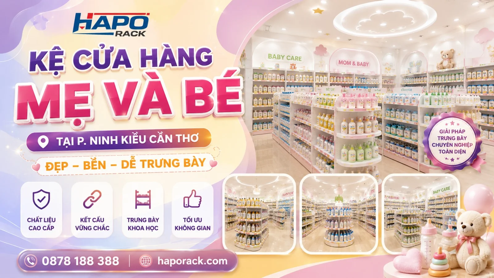 Kệ Cửa Hàng Mẹ Và Bé Tại P. Ninh Kiều TP. Cần Thơ Bền Đẹp, Dễ Bố Trí