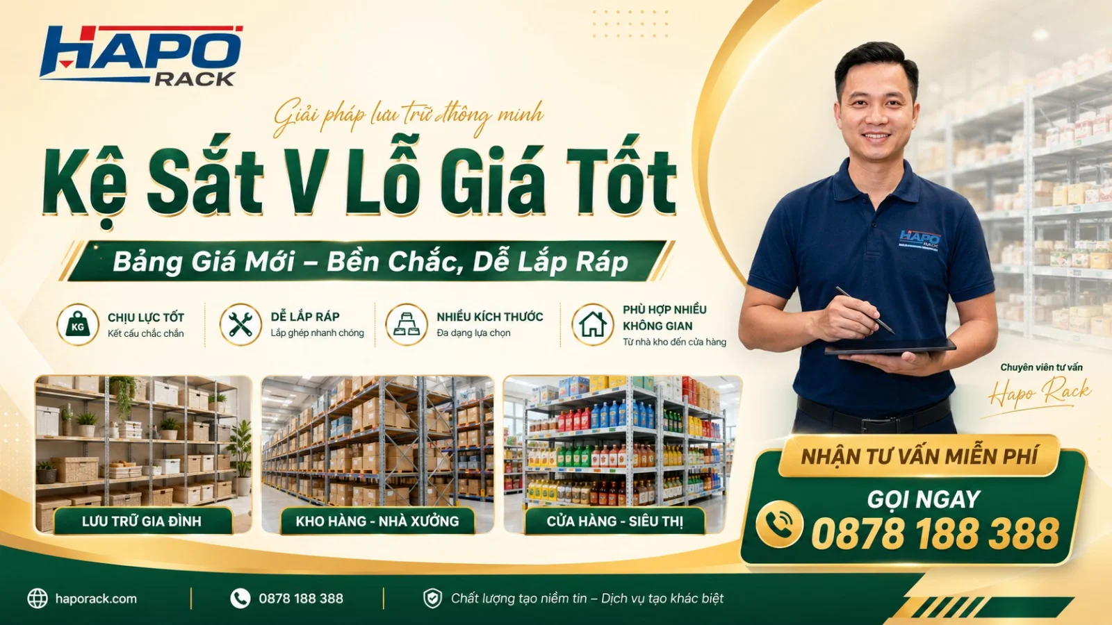 Kệ Kho V Lỗ – Giải Pháp Chứa Hàng Gọn Chắc, Dễ Lắp Ráp