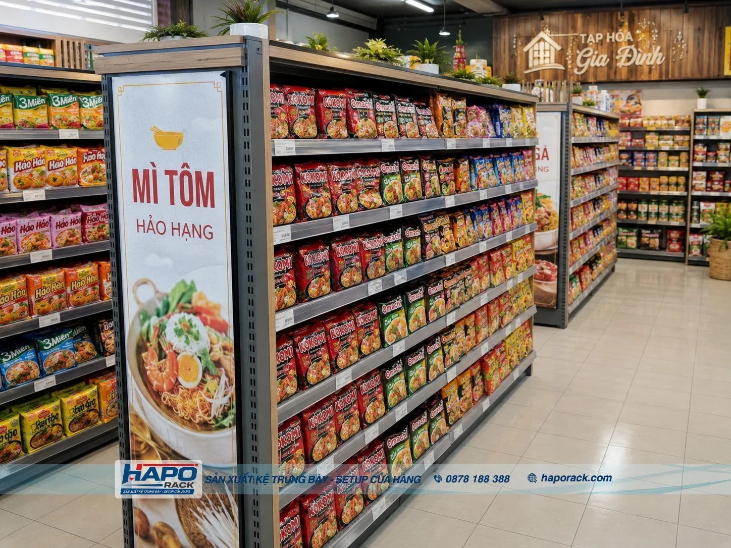 Kệ Mì Gói Tạp Hóa – Thiết Kế Gọn Đẹp, Chứa Nhiều Hàng Hóa