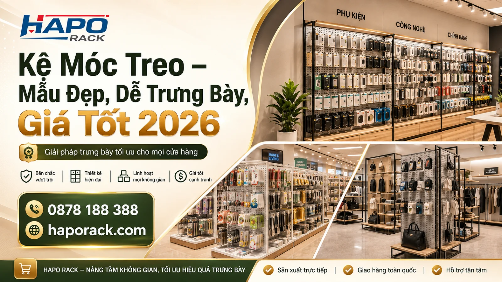 Kệ Móc Treo Cửa Hàng – Thiết Kế Gọn, Dễ Trưng Bày, Giá Hợp Lý