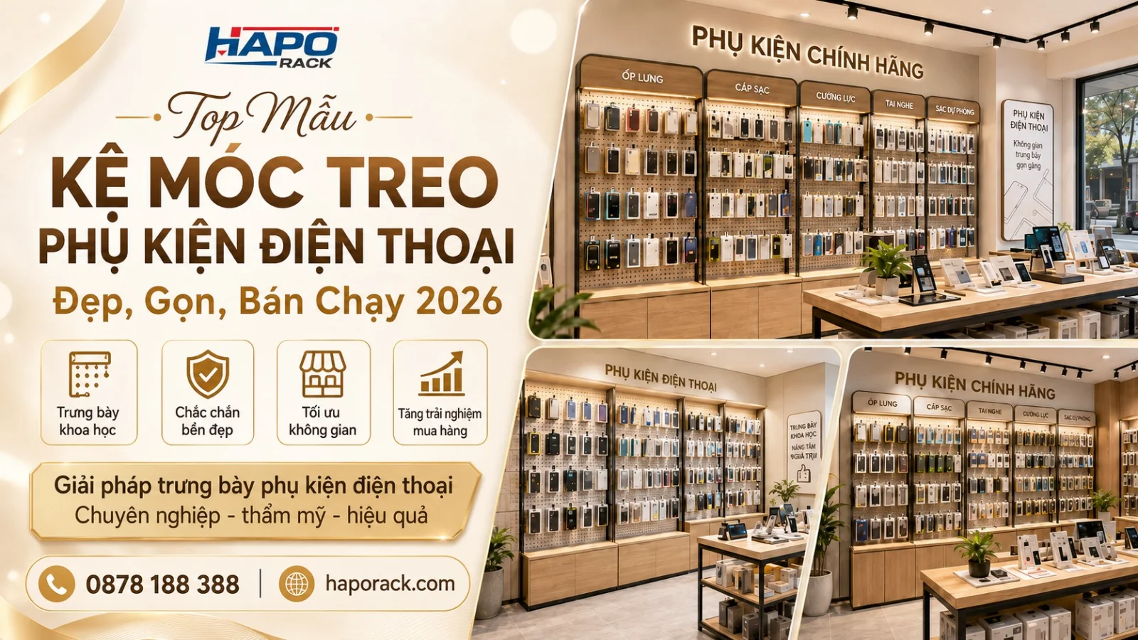 Kệ Móc Treo Phụ Kiện Điện Thoại – Giải Pháp Trưng Bày Gọn Đẹp 2026