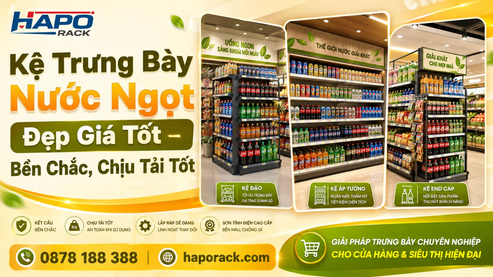 Kệ Nước Ngọt Siêu Thị Giá Tốt – Trưng Bày Đẹp, Chứa Nhiều Sản Phẩm