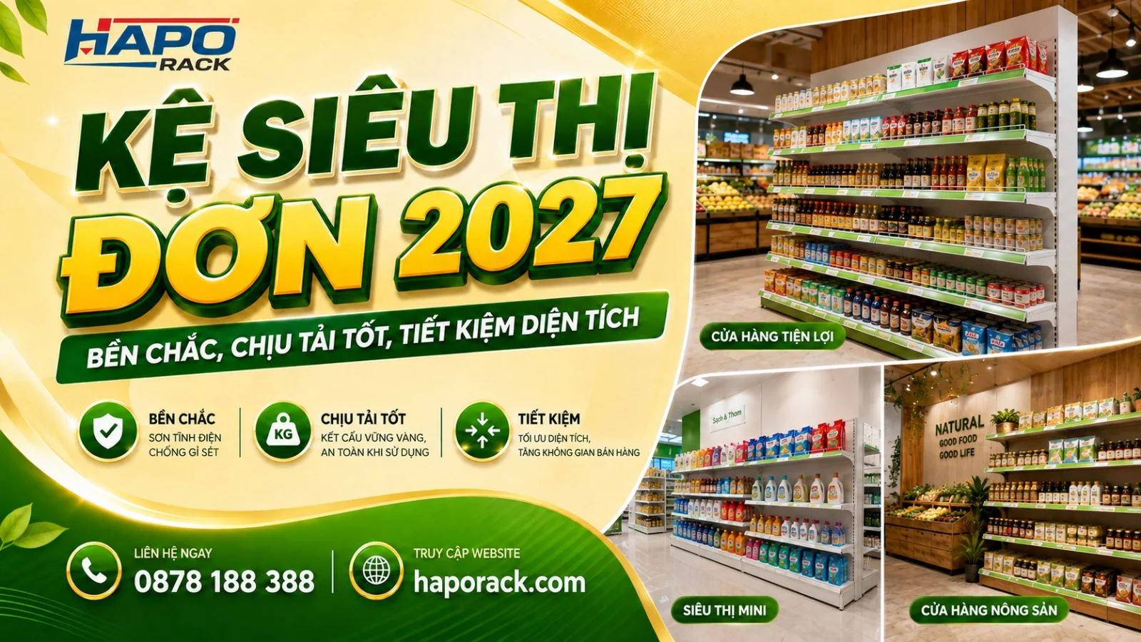 Kệ Đơn Siêu Thị 2027 – Chịu Tải Tốt, Bền Chắc, Dễ Sắp Xếp Hàng Hóa