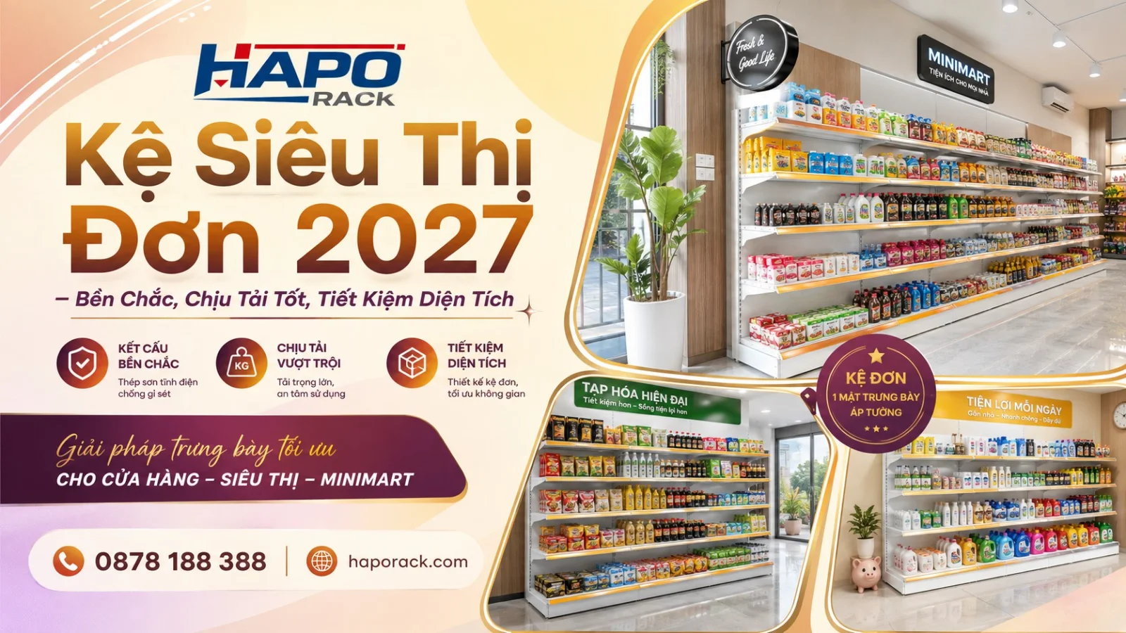 Kệ Đơn Tôn Lỗ 2027 – Dễ Trưng Bày, Chắc Chắn, Tối Ưu Diện Tích