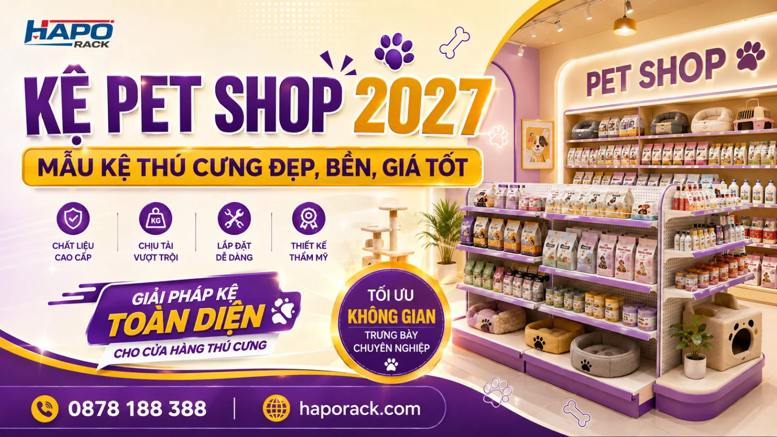 Kệ Pet Shop 2027 – Mẫu Kệ Shop Thú Cưng Đẹp, Hiện Đại