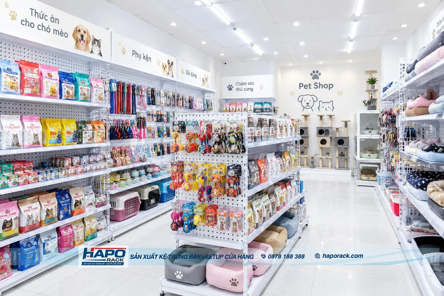 Kệ Pet Shop Đẹp 2027 – Mẫu Kệ Thú Cưng Bền, Dễ Sắp Xếp Hàng