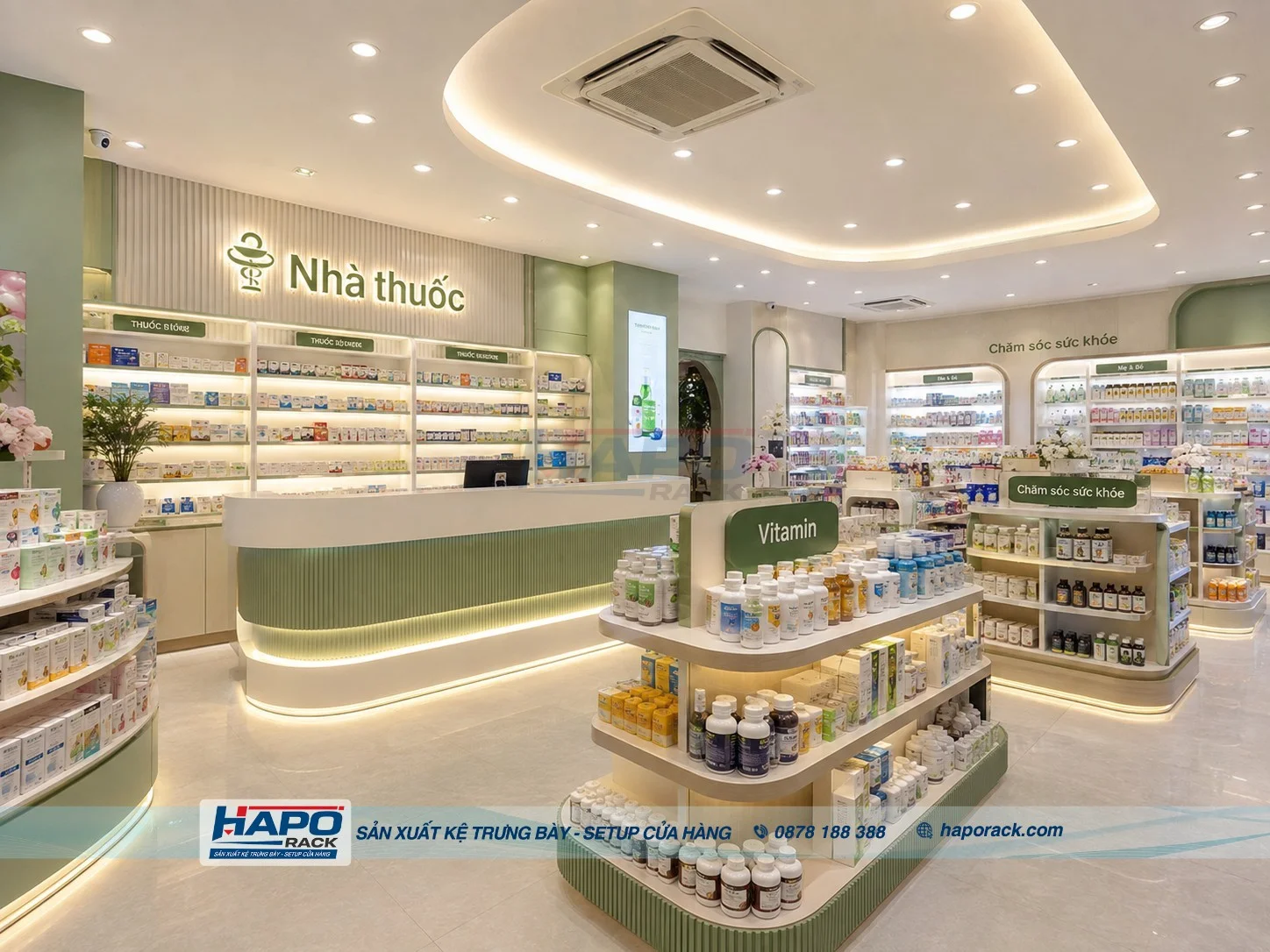 Kệ Quầy Thuốc 2027 – Mẫu Kệ Đẹp, Dễ Phân Khu Sản Phẩm