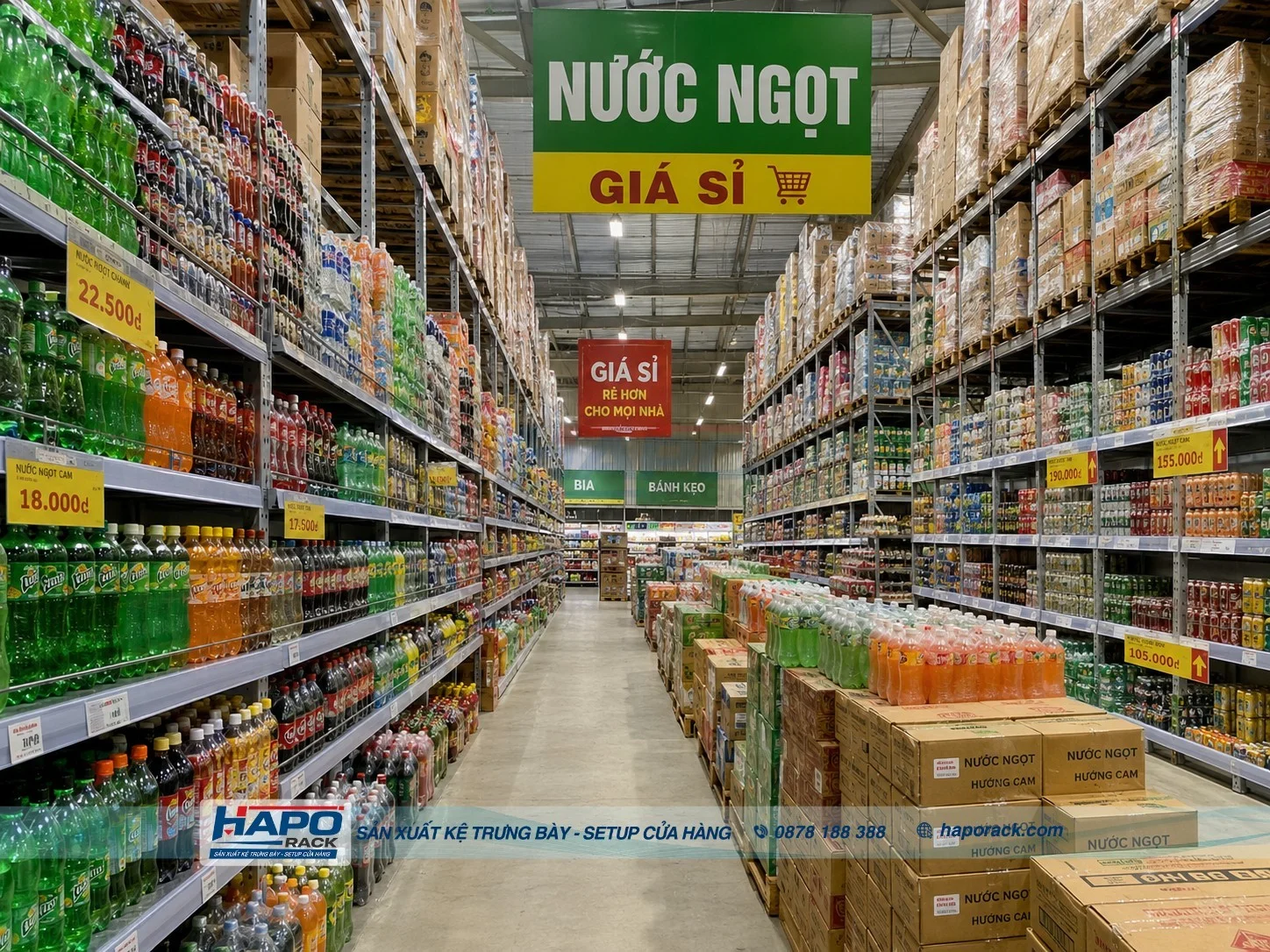 Kệ Sắt Trưng Bày Nước Ngọt – Chắc Chắn, Chịu Tải Tốt, Bền Lâu