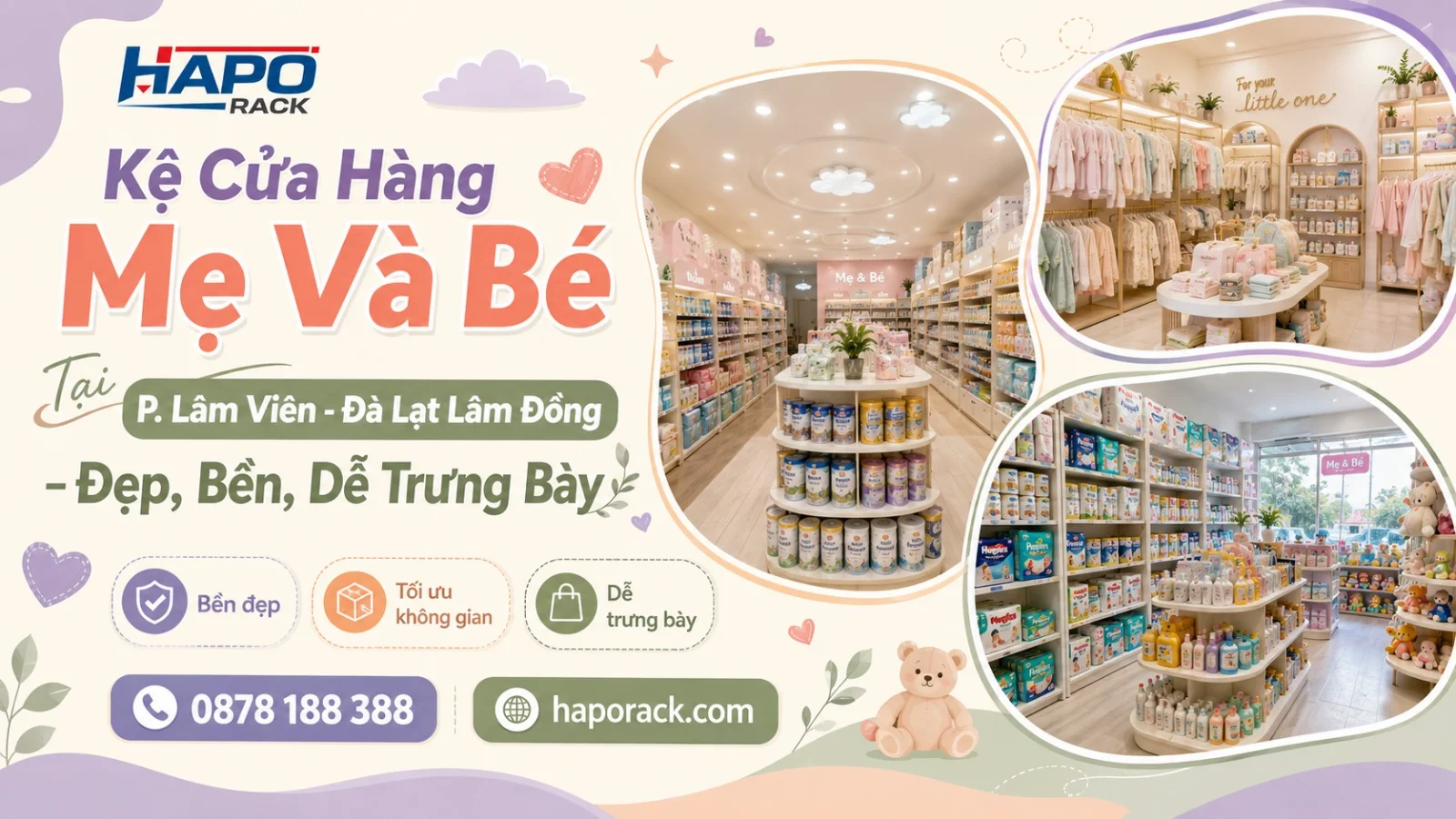 Kệ Shop Mẹ Và Bé Tại P. Lâm Viên - Đà Lạt Lâm Đồng – Bố Trí Khoa Học, Dễ Chọn Hàng