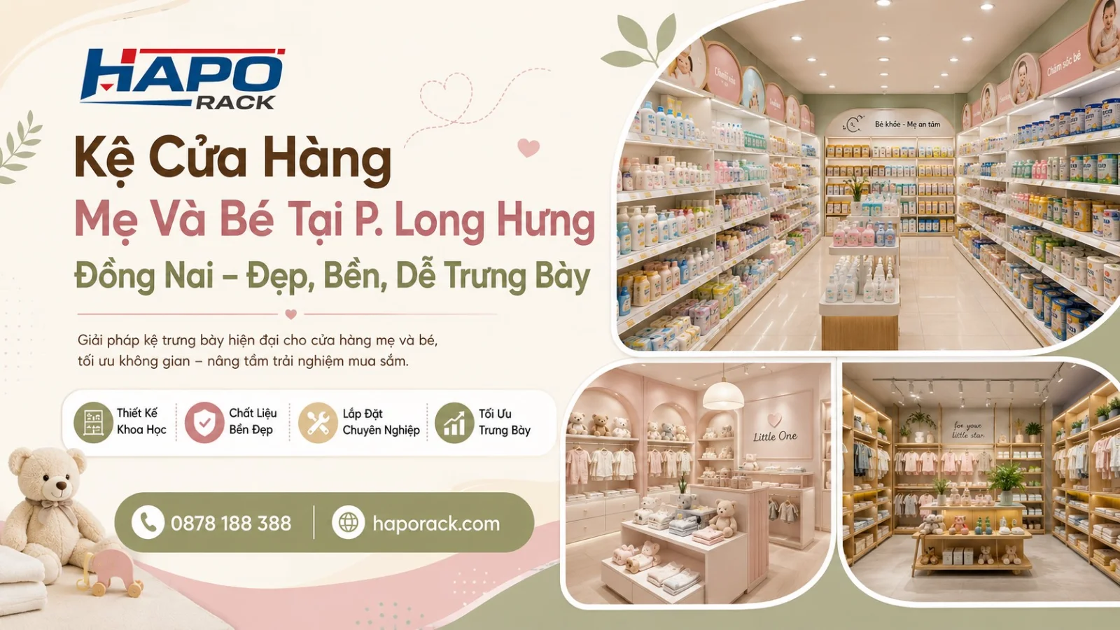 Kệ Shop Mẹ Và Bé Tại P. Long Hưng Đồng Nai – Thiết Kế Hiện Đại, Dễ Chọn Hàng