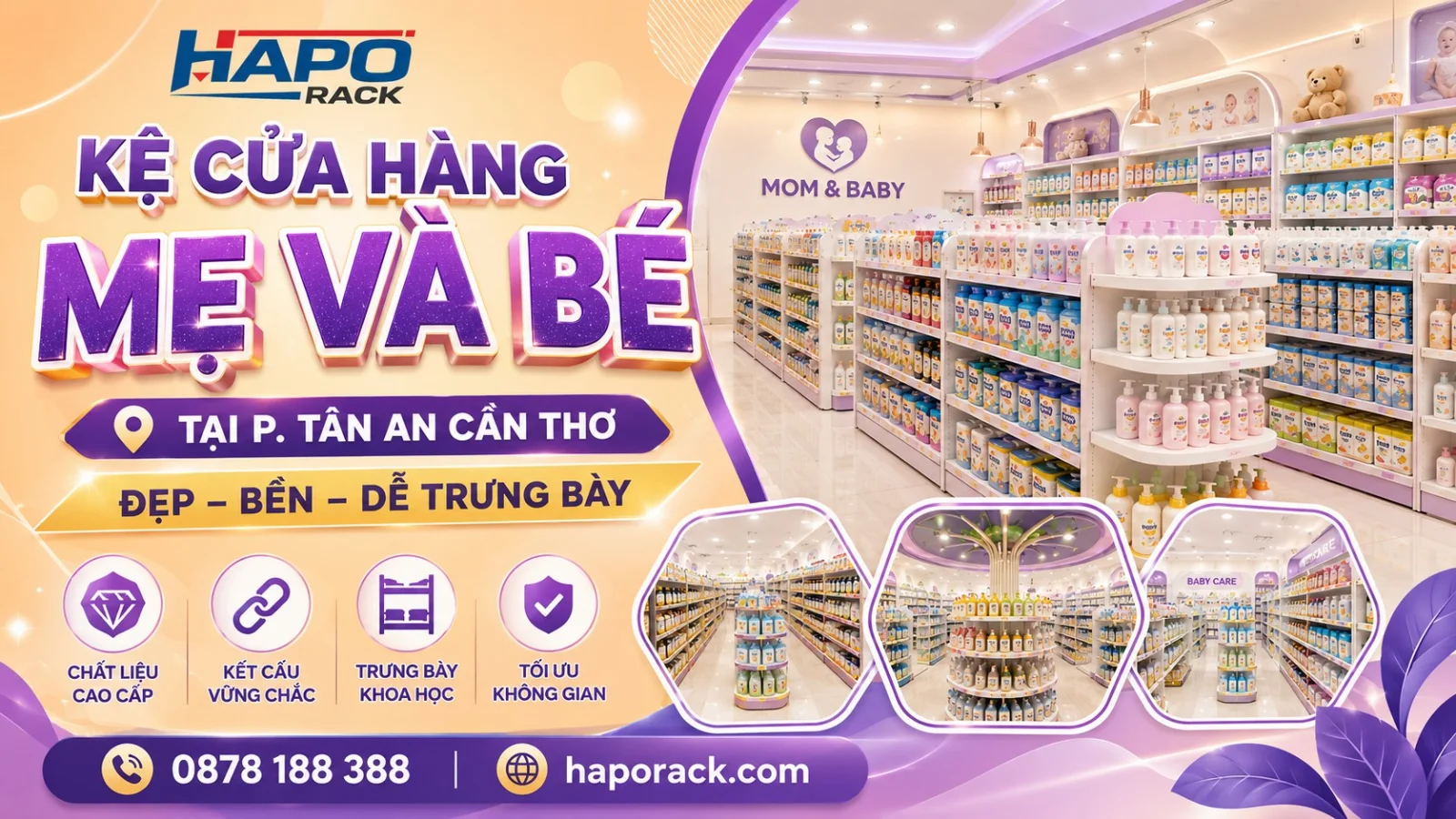 Kệ Shop Mẹ Và Bé Tại P. Tân An TP. Cần Thơ Bền Đẹp, Dễ Trưng Bày
