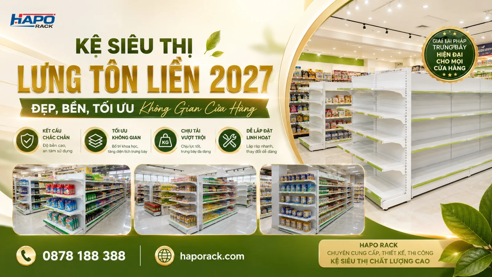Kệ Siêu Thị Lưng Tôn Kín 2027 – Bền Chắc, Hiện Đại, Dễ Trưng Bày