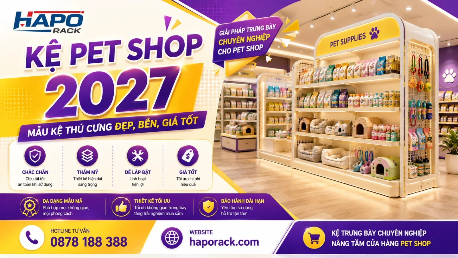 Kệ Thú Cưng 2027 – Mẫu Kệ Pet Shop Đẹp, Bền, Giá Tốt