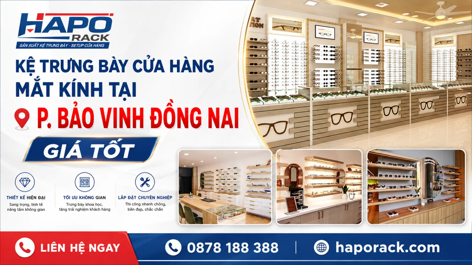 Kệ Trưng Bày Cửa Hàng Mắt Kính Tại P. Bảo Vinh Đồng Nai Đẹp, Giá Tốt