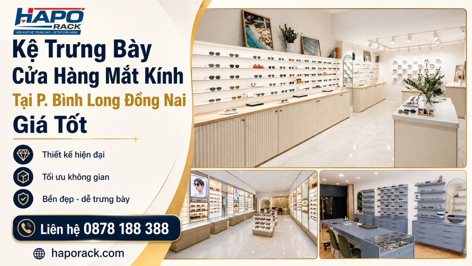 Kệ Trưng Bày Cửa Hàng Mắt Kính Tại P. Bình Long Đồng Nai – Giá Tốt, Bền Đẹp