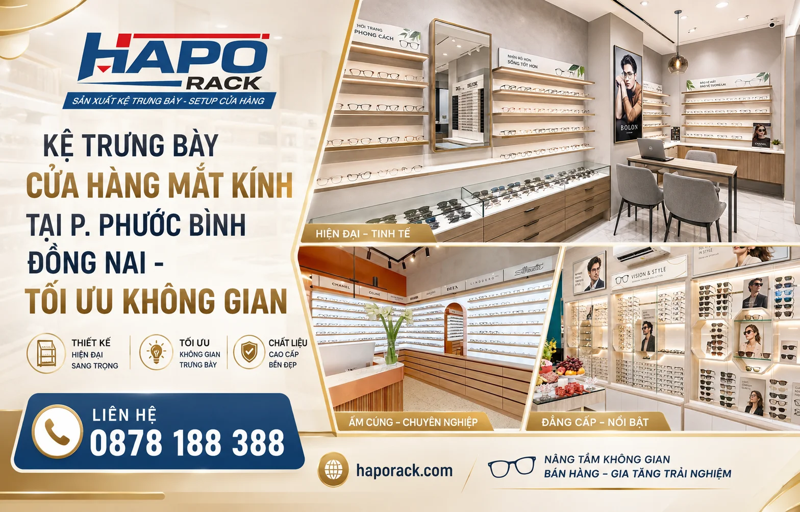Kệ Trưng Bày Cửa Hàng Mắt Kính Tại P. Phước Bình Đồng Nai – Gọn Đẹp, Hiện Đại
