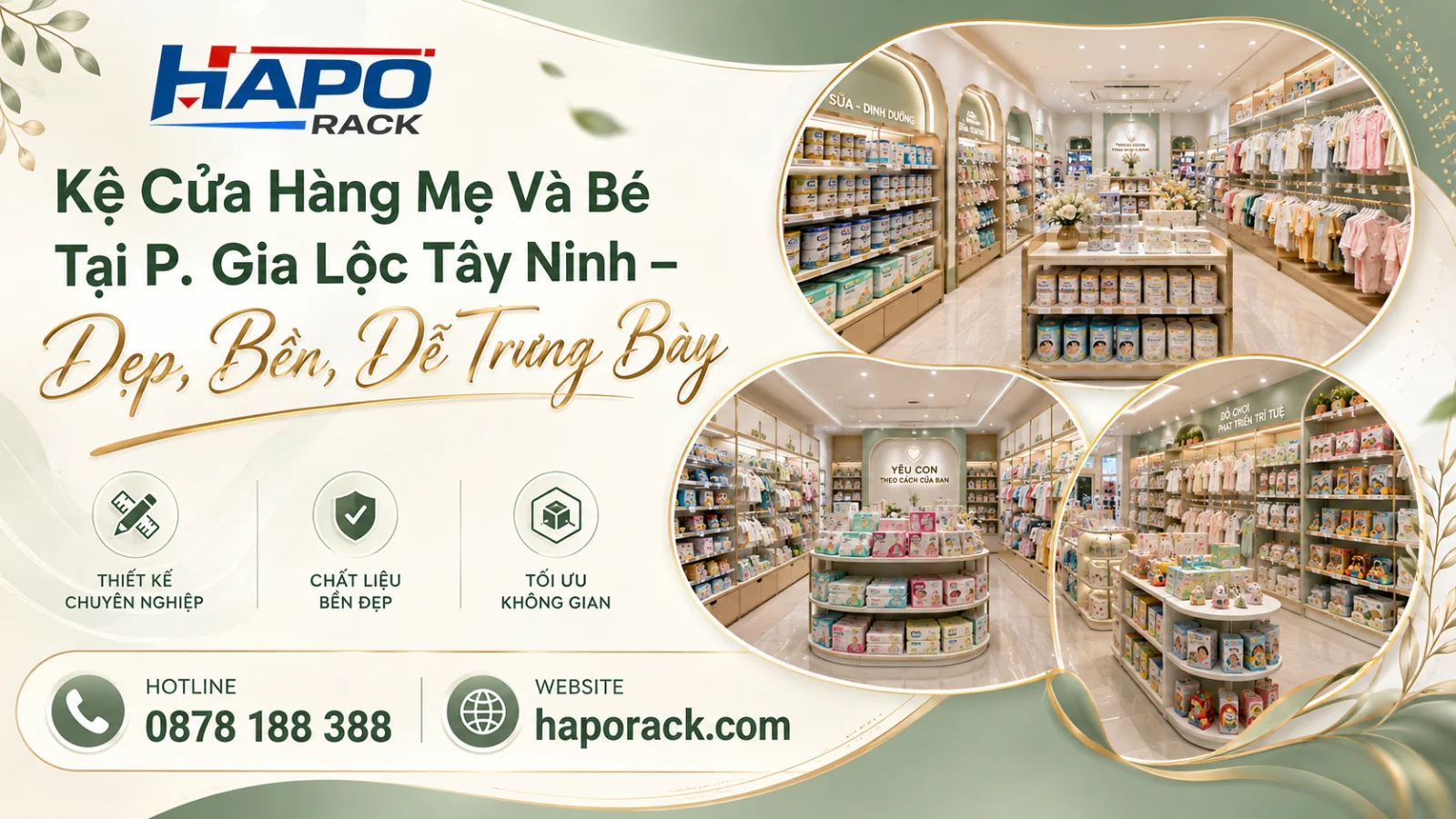 Kệ Trưng Bày Cửa Hàng Mẹ Và Bé Tại P. Gia Lộc Tây Ninh – Mẫu Đẹp, Dễ Phân Loại Phụ Kiện