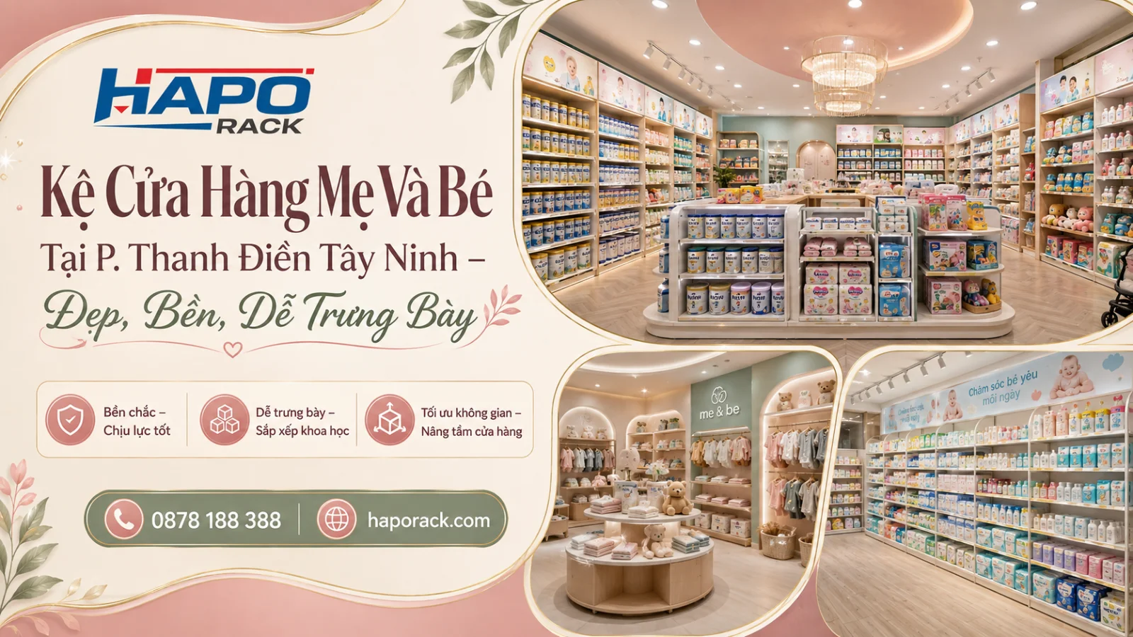 Kệ Trưng Bày Cửa Hàng Mẹ Và Bé Tại P. Thanh Điền Tây Ninh – Tối Ưu Không Gian, Phù Hợp Nhiều Mặt Hàng