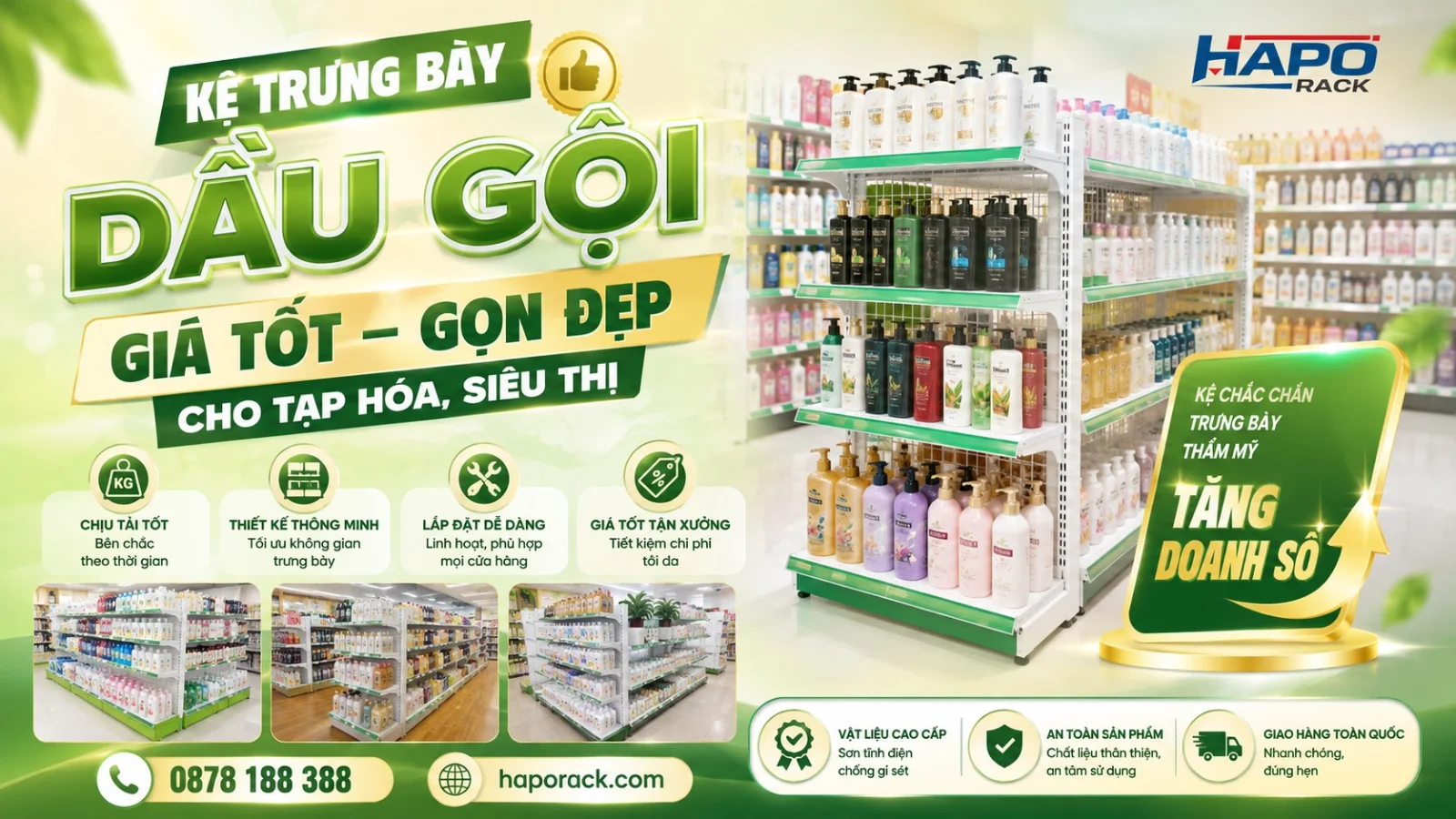 Kệ Trưng Bày Dầu Gội Đẹp, Gọn Gàng – Tối Ưu Không Gian Bán Hàng