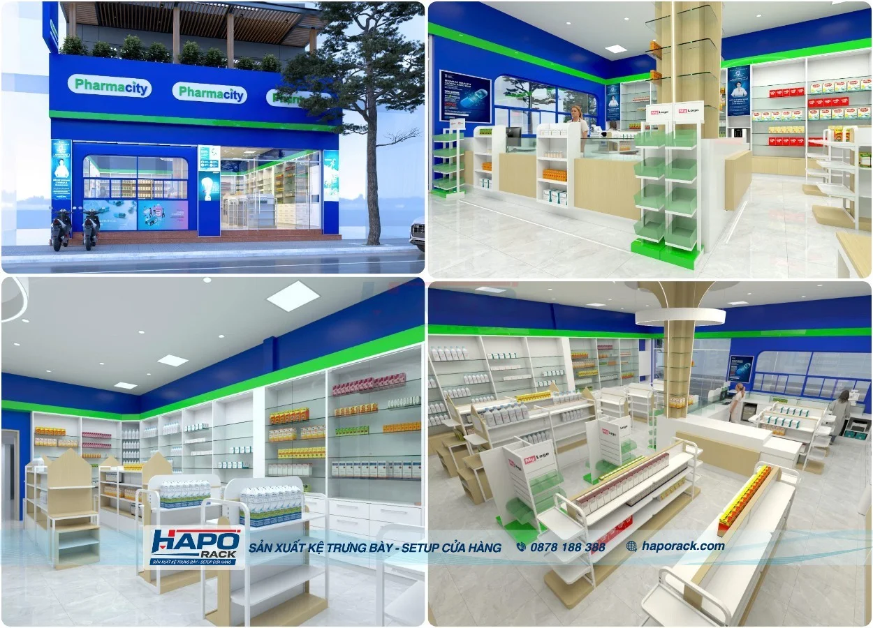 Kệ Trưng Bày Nhà Thuốc 2027 – Mẫu Đẹp, Dễ Sắp Xếp, Tiện Dụng