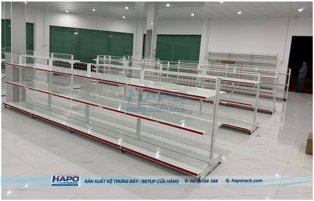 Kệ Trưng Bày Đôi – Mẫu Kệ Đẹp Cho Cửa Hàng Tạp Hóa, Siêu Thị