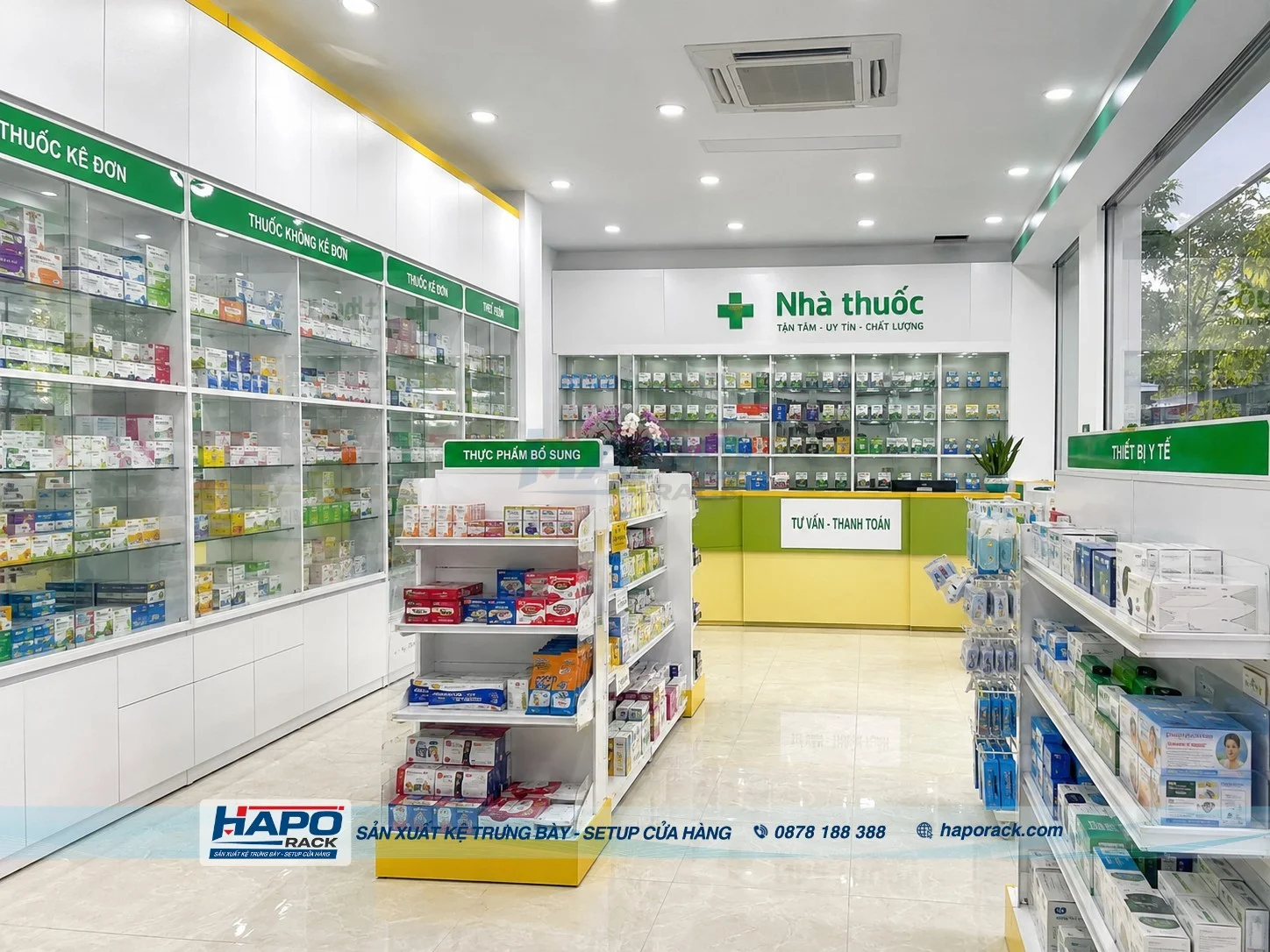 Kệ Trưng Bày Quầy Thuốc 2027 – Mẫu Hiện Đại, Tối Ưu Không Gian