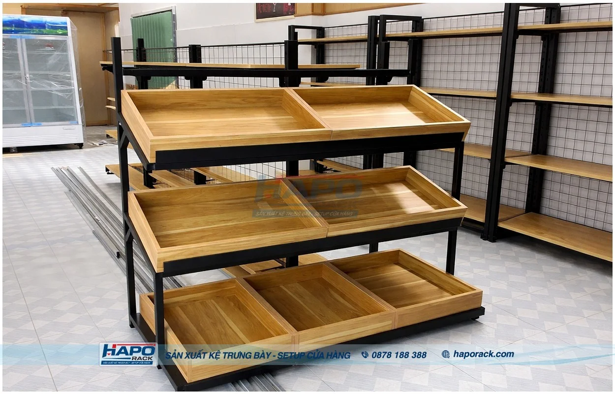 Kệ Trưng Bày Rau Củ Quả Bằng Gỗ – Đẹp, Bền, Gần Gũi
