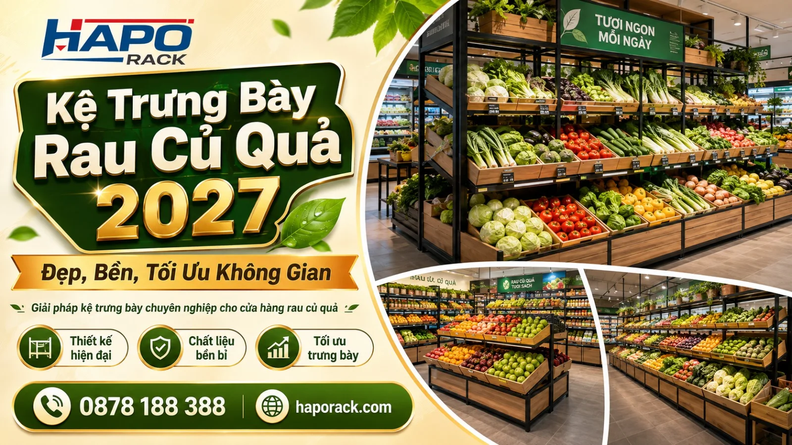Kệ Trưng Bày Rau Củ Quả Cho Cửa Hàng – Đẹp, Gọn, Dễ Sắp Xếp