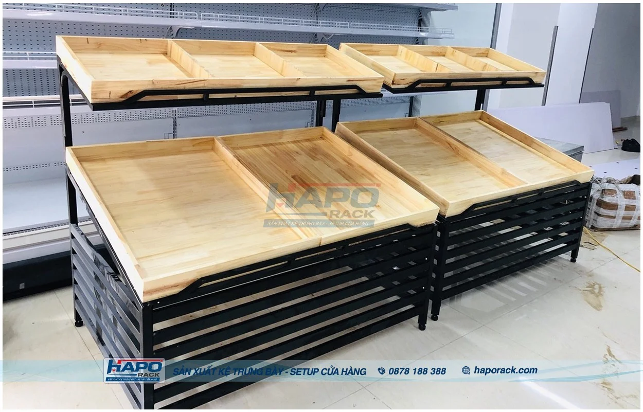 Kệ Trưng Bày Rau Củ Quả Đẹp – Mẫu Kệ Cho Cửa Hàng Rau Sạch
