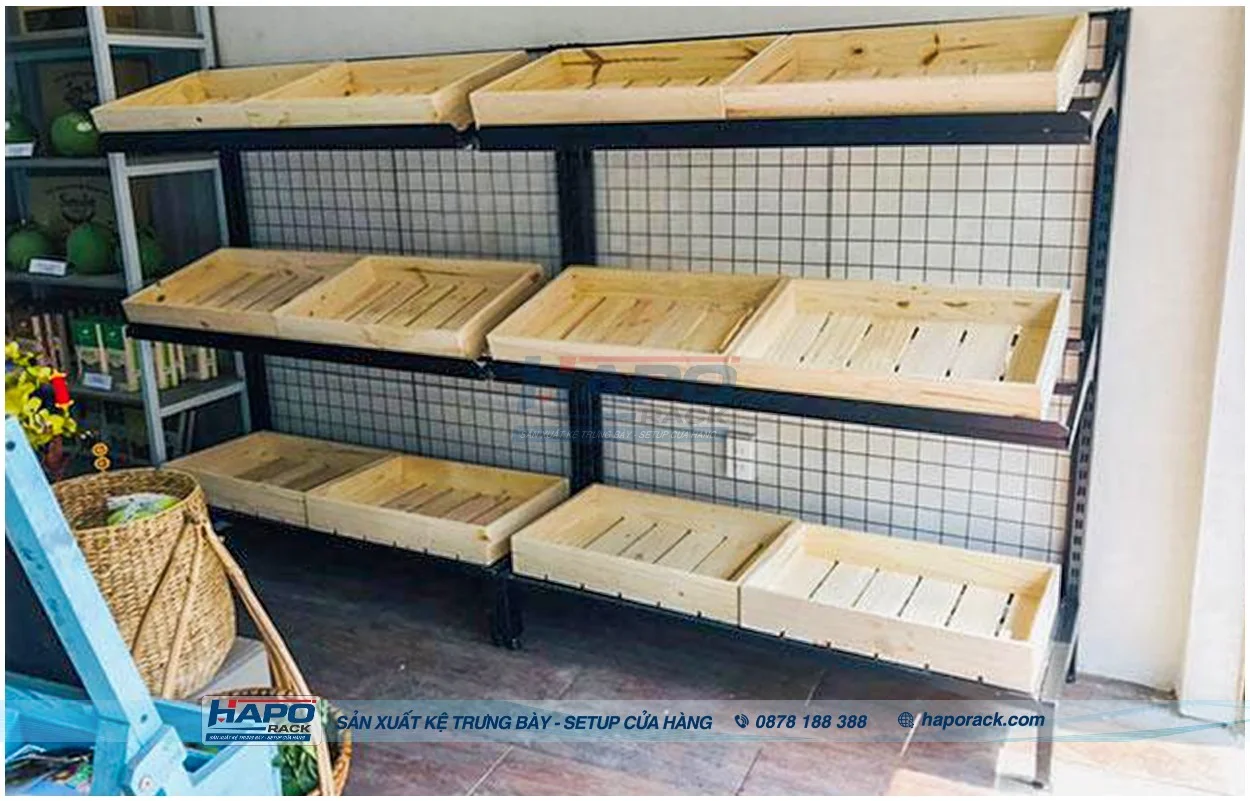 Kệ Trưng Bày Rau Củ Quả Đẹp – Mẫu Kệ Cho Cửa Hàng Rau Sạch