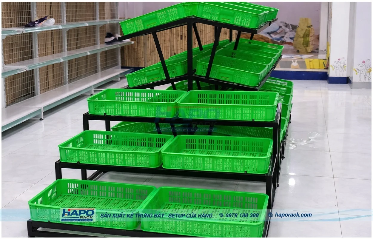 Kệ Trưng Bày Rau Củ Quả Nhiều Tầng – Gọn Đẹp, Tiện Dụng