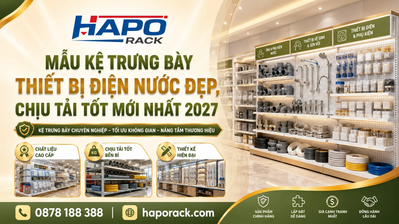 Kệ Trưng Bày Vật Tư Điện Nước Đẹp, Bền, Dễ Bố Trí Theo Từng Khu
